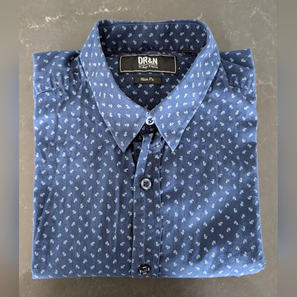 DR&N Printed Dark Blue Shirt L - Picture 4 of 10